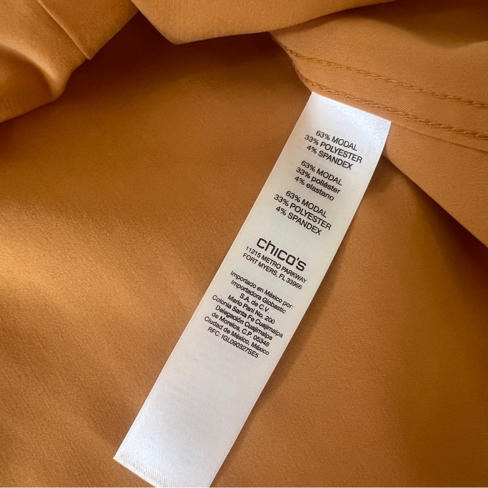 Chico's Modal Blend Long Sleeve Button Up Utility Utility Blouse Golden Copper - Picture 4 of 4